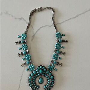 Costume Turquoise Floral Statement Necklace